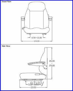 Fits John Deere Excavator Seat Assembly Fits Various Models Black Vinyl