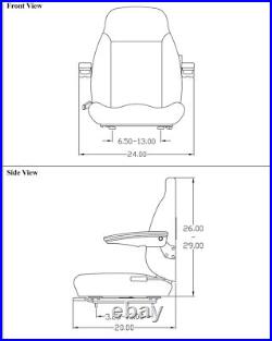 Fits John Deere Excavator Seat Assembly withArms Gray Vinyl