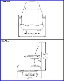 Fits John Deere Loader/Backhoe Seat Assembly withArms Black Vinyl