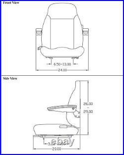 Fits John Deere Loader/Backhoe Seat Assembly withArms Gray Vinyl