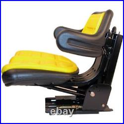 Yellow Seat with Adjust Angle Base Tracks/Suspension Fits John Deere Tractor